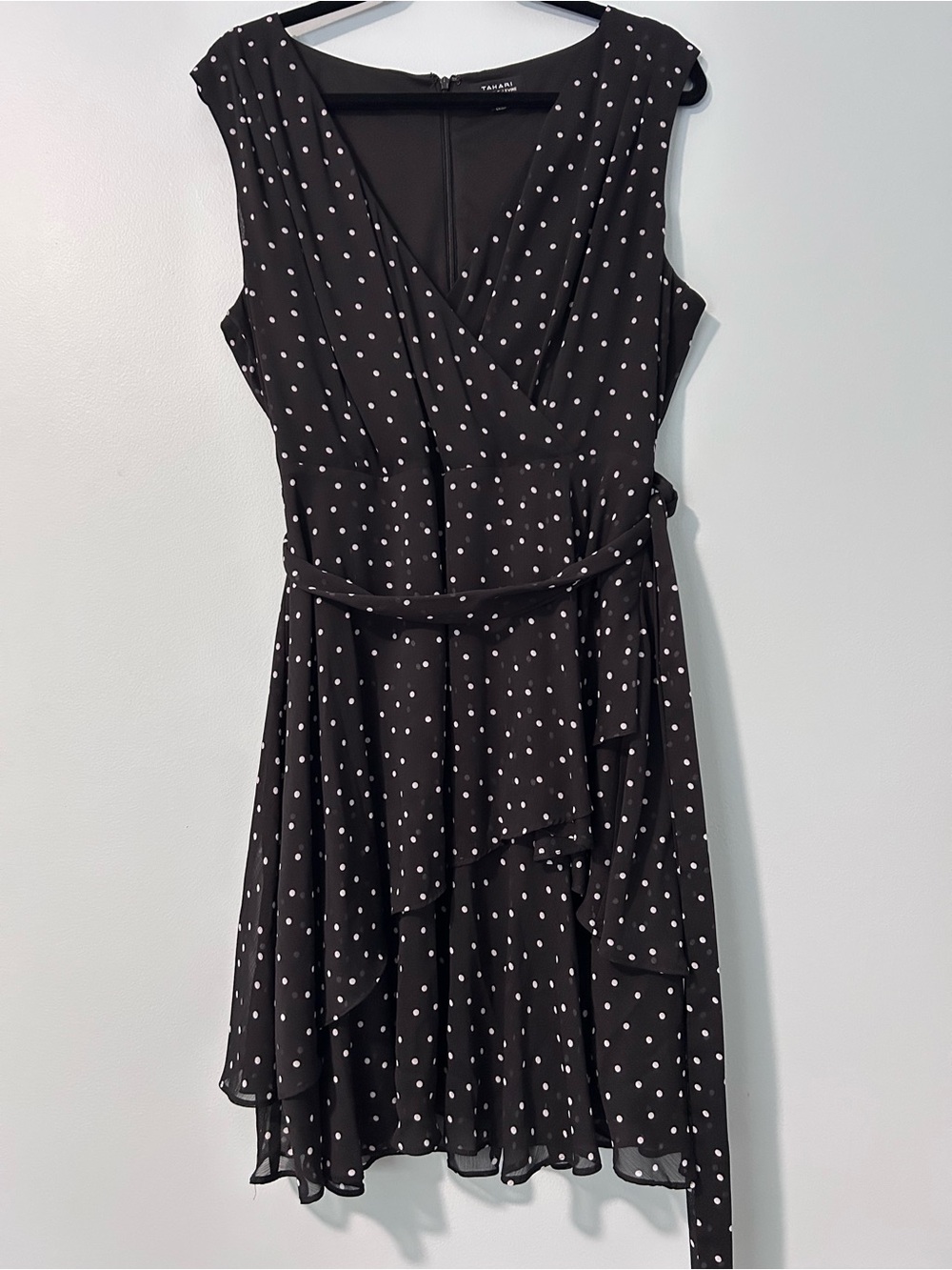 Tahari dress in size 16. Black and white polka dot